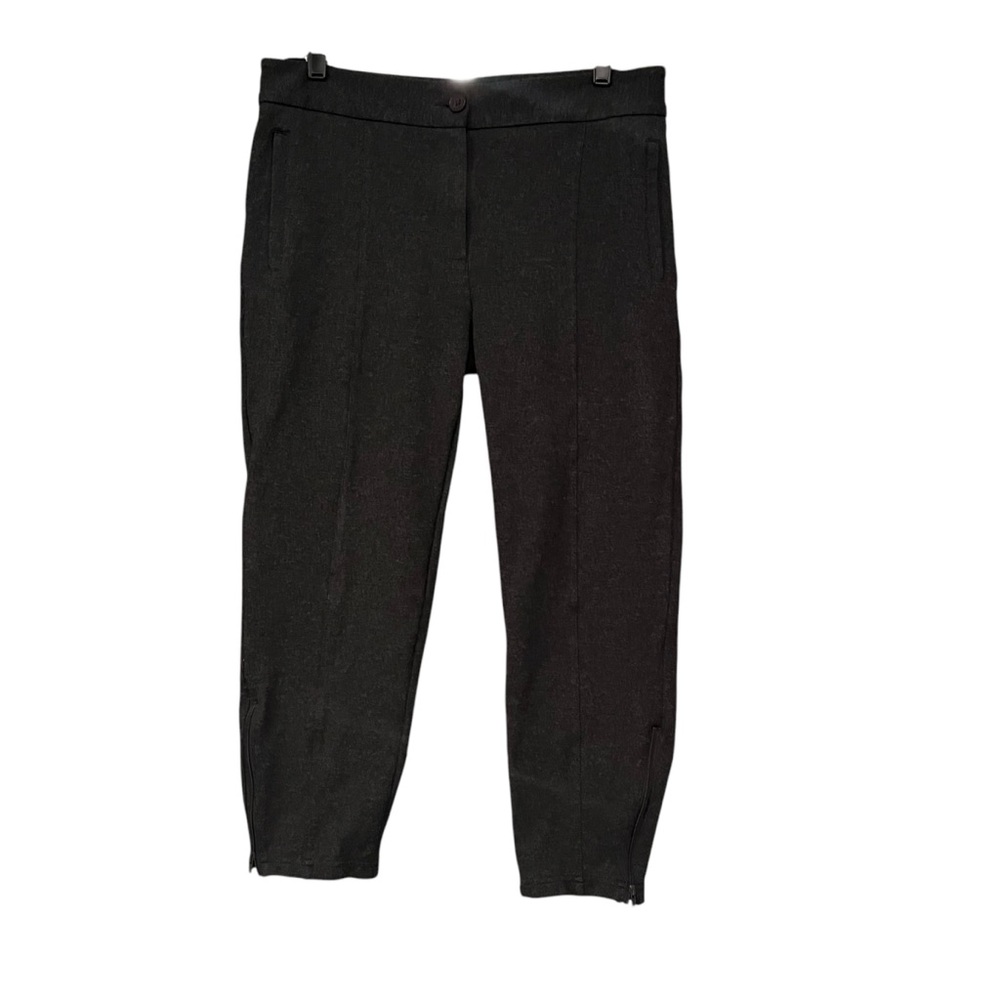 Betabrand Charcoal Cigarette Slim Zip Ankle Ponte Knit,  Sz L (short-petite)